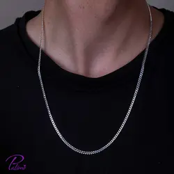 زنجیر نقره کارتیه ایتالیایی کد C2082 با روکش طلا سفید