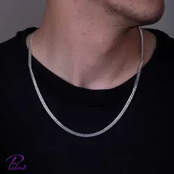 زنجیر نقره کارتیه ایتالیایی کد C2082 با روکش طلا سفید