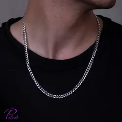 زنجیر نقره کارتیه ایتالیایی کد C2082 با روکش طلا سفید