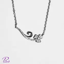 گردنبند نقره شبدر کد N2093 با روکش طلا سفید