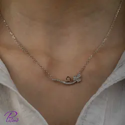 گردنبند نقره شبدر کد N2093 با روکش طلا سفید