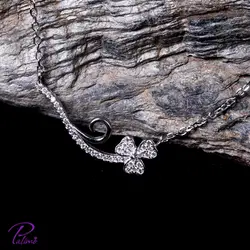 گردنبند نقره شبدر کد N2093 با روکش طلا سفید