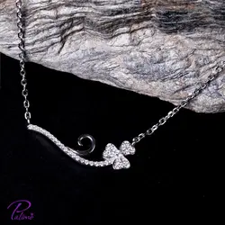 گردنبند نقره شبدر کد N2093 با روکش طلا سفید