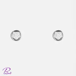 گوشواره نقره دایره کد E2089 با روکش طلای سفید