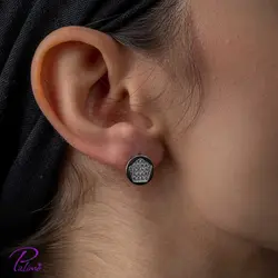 گوشواره نقره دایره کد E2089 با روکش طلای سفید