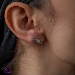 گوشواره نقره صاعقه کد E2087 با روکش طلای سفید