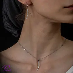 نیم ست نقره آویز شمشیر کد H2097 با روکش طلای سفید