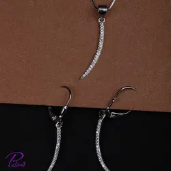 نیم ست نقره آویز شمشیر کد H2097 با روکش طلای سفید