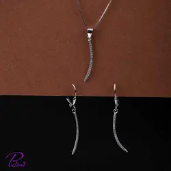 نیم ست نقره آویز شمشیر کد H2097 با روکش طلای سفید