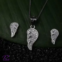 نیم ست نقره بال کد H2089 با روکش طلای سفید
