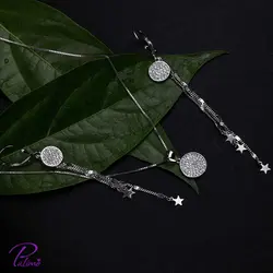 نیم ست نقره دایره آبشاری کد H2102 با روکش طلای سفید