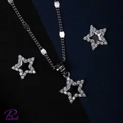 نیم ست نقره ستاره درخشان کد H2093 با روکش طلای سفید