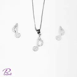 نیم ست نقره نت چنگ کد H2091 با روکش طلای سفید