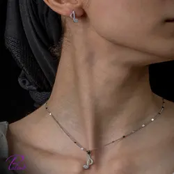 نیم ست نقره نت چنگ کد H2091 با روکش طلای سفید