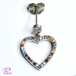 نیم ست نقره قلب رنگی کد H2114 با روکش طلای سفید با زنجیر