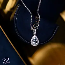 گردنبند نقره الماس آبی کد N2125 با روکش طلای سفید