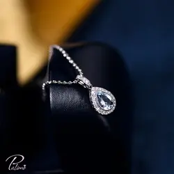 گردنبند نقره الماس آبی کد N2125 با روکش طلای سفید