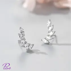 گوشواره نقره بال درخشان کد E2102 با روکش طلای سفید