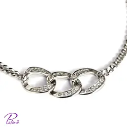 دستبند نقره سه حلقه کد B2099 با روکش طلای سفید