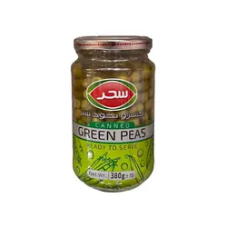 کنسرو نخود سبز شیشه‌ای سحر 380 گرمی