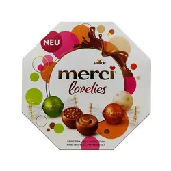 ترافل کادوئی 5 طعم با روکش شکلاتی لاولیز مرسی (merci) 185 گرمی