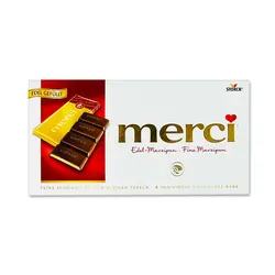 شکلات تخته ای مرسی با مغز مارزیپان (merci) 100 گرم