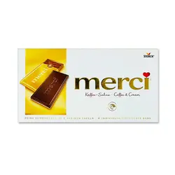 شکلات تخته ای مرسی با مغز کرم قهوه (merci) 100 گرم
