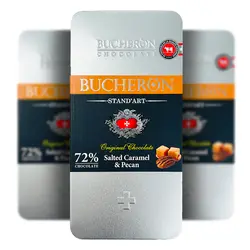 شکلات تخته ای تلخ با مغز کارامل نمکی و گردو باچرون (bucheron) 100 گرم