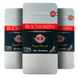 شکلات تخته ای تلخ با طعم رزماری و کرن بری باچرون (bucheron) 100 گرم