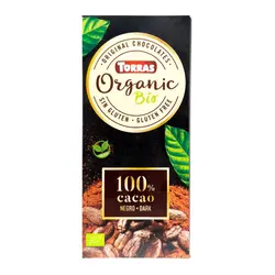 شکلات تخته ای تلخ اورگانیک بیو 100 درصد کاکائو بدون گلوتن تراس (torras) 125 گرمی