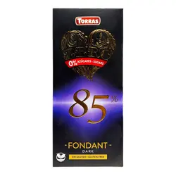 شکلات تخته ای تلخ 85 درصد بدون گلوتن تراس (torras) 125 گرمی