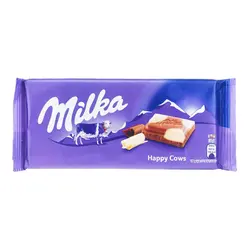شکلات تخته ای با تکه های شکلات سفید میلکا (milka) 100 گرمی