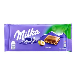 شکلات تخته ای با تکه های فندقی میلکا (milka) 100 گرمی
