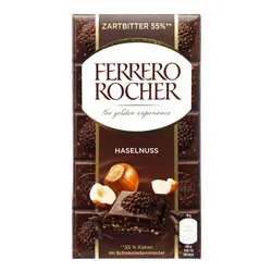 شکلات تخته ای تلخ 55 درصد فندقی فررو روشر (ferrero rocher) 90 گرمی