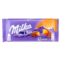 شکلات تخته ای با مغز کارامل میلکا (milka) 90 گرمی
