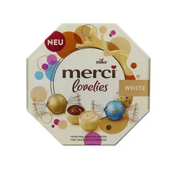 ترافل کادوئی 4 طعم با روکش شکلات سفید لاولیز مرسی (merci) 185 گرمی