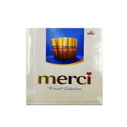 شکلات کادوئی شیری 4 طعم مرسی (merci) 200 گرمی