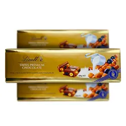 شکلات تخته ای لینت با مغز فندق و کشمش (lindt) 300 گرم