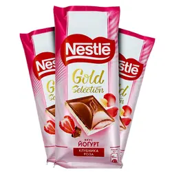 شکلات تخته ای دو رنگ با مغز توت فرنگی گلد سلکشن نستله (nestle) 82 گرم