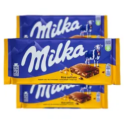 شکلات تخته ای با تکه های برنجک میلکا (milka) 100 گرم