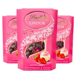 شکلات سفید کادویی با طعم توت فرنگی لینت لیندور (lindt) 200 گرم