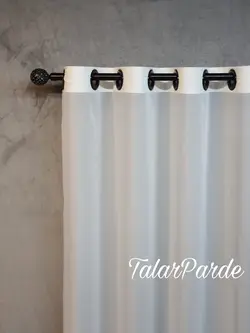 پرده آماده حریر ساده سفید نباتی