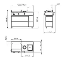 باربیکیو مینی آیلند120سانتی استیل
