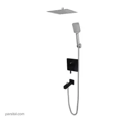 لوازم (متعلقات) حمام توکار کی دبلیو سی مدل آوا مشکی تیپ 4 یونیورسال با سردوش استیل 25cm