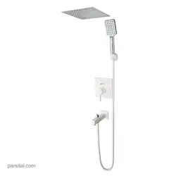 لوازم (متعلقات) حمام توکار کی دبلیو سی مدل آوا تیپ 4 یونیورسال با سردوش استیل 25cm سفید