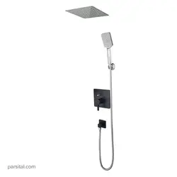 لوازم (متعلقات) حمام توکار کی دبلیو سی مدل آوا تیپ 3 مشکی با سردوش استیل 25cm یونیورسال