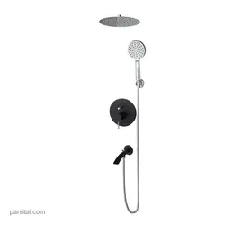 لوازم (متعلقات) حمام توکار کی دبلیو سی مدل زو تیپ 4 مشکی یونیورسال با گوشی استیل 25cm