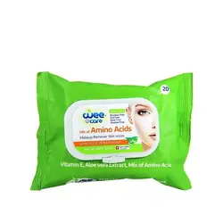 دستمال مرطوب پاک کننده آرایش 20 برگی wee (غنی شده با آمینو اسید)
