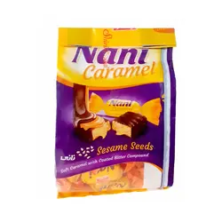کارامل حاوی کنجد و روکش فرآورده کاکائویی تلخ نانی شیرین عسل 200 گرم