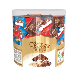 شکلات مینی تبلت میکس 3 رنگ ( شیر – قهوه – کنجد ) جعبه ای ویولتا فرمند 500 گرم